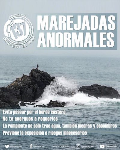 MAREJADAS: OLAS DE HASTA 3.5 METROS ANUNCIA ARMADA